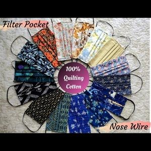 100% Cotton Face Masks Colorful Prints Floral Cats